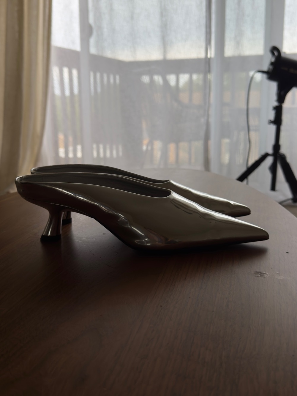 Simon Miller Metallic Silver Pointed-Toe Slip-On Mules - Picture 6 of 9